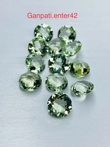 GREEN AMETHYST ROUND CHECKERBOARD CUT 10x10 MM CALIBRATED SIZE LOOSE GEMSTONE E - Picture 1 of 6