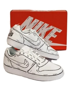 Nike Ebernon Low Custom CARTOON Shoes White (AQ1775-100) New In Box Sz 12 - Picture 1 of 8