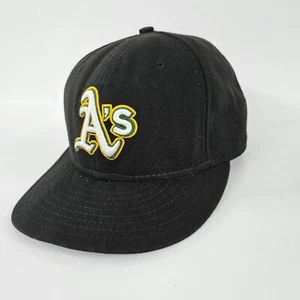 Oakland A's FItted Hat 7 3/8 New Era Official On Field Cap MLB Baseball Black - Picture 1 of 23