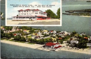 Pass-A-Grill Beach Hotel Florida Vintage Leinen Postkarte B37. - Bild 1 von 2