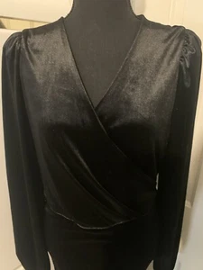 INC Women's Long Ruched Blouson-Sleeve Dress, Size XL Deep Black Pre-owned - Picture 1 of 6