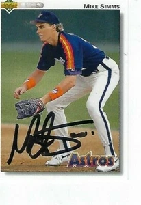 MIKE SIMMS SIGNED 1992 UPPERDECK #584 - HOUSTON ASTROS - Picture 1 of 1