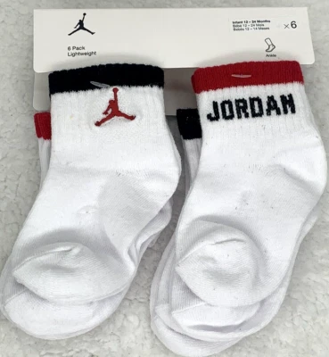 Calcetines al tobillo Nike Michael Jordan 23 para bebé niño pequeño talla 12-24 M paquete de 6 blancos Jumpman Foto 1 de 4
