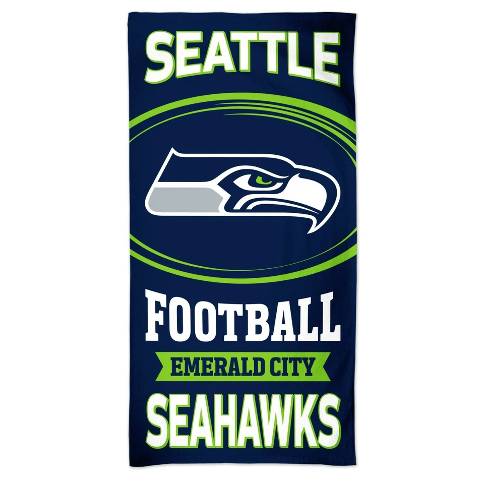 SEATTLE SEAHAWKS FIBER BEACH TOWEL 30"X60" NFL OFFICIALLY LICENSED - Image 1 of 1
