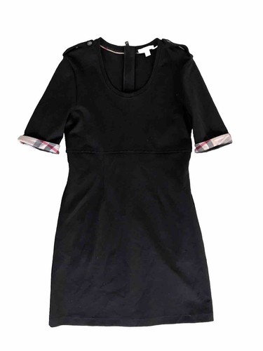 Abito Burberry Brit nero lana Novacheck dettaglio bordo manica corta