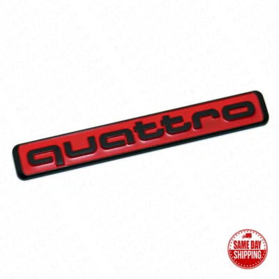 Audi Black Red Quattro Nameplate OEM ABS Emblem Liftgate Adhesive Logo Lid Badge - Image 1 of 4