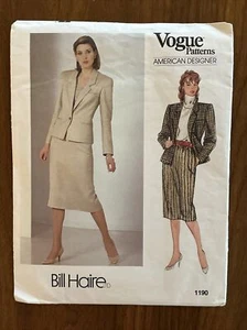 Bill Haire 1190 Patrones de Vogue Diseñador Americano Talla 12 Corte Usado - Imagen 1 de 3