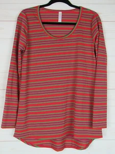 Lularoe Women's Lynnae Red & Green Striped Top Size M NWT - Picture 1 of 3