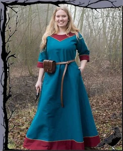 Vestido vikingo Larp medieval con tres cuartos de brazo de lona - gesine - Imagen 1 de 3