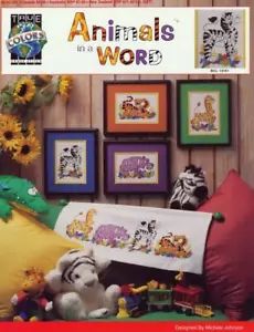 NEW TRUE COLORS CROSS STITCH ANIMALS IN A WORD 4 CUTE CHARTS OOP - Picture 1 of 1