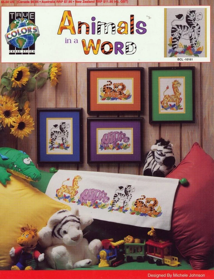 NEW TRUE COLORS CROSS STITCH ANIMALS IN A WORD 4 CUTE CHARTS OOP - Image 1 of 1