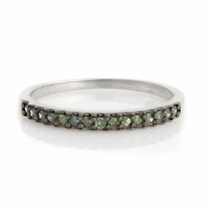 1/7 Ct Eternity Weddg Band Ring Green Real Diamond 14K White Gold Plated Silver - Picture 1 of 6