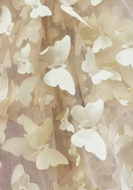 Borboleta de tafetá /em tecido transparente /58" de largura por jarda -Bege - Imagem 1 de 1