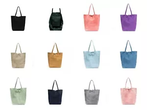 Womens Ladies Real Suede Leather Shopper Bag Leather Tote Suede Soft Italian Bag - Picture 1 of 13
