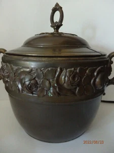 antiker Bowletopf Jugendstil mit Original Glaseinsatz H:40cm D:45cm (mit Henkel) - Bild 1 von 12