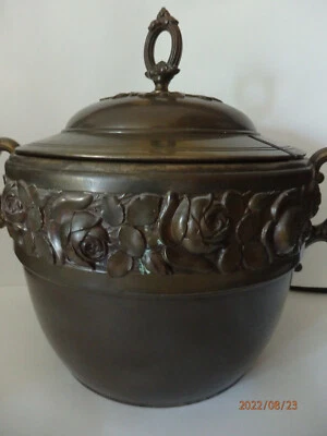 antiker Bowletopf Jugendstil mit Original Glaseinsatz H:40cm D:45cm (mit Henkel) - Bild 1 von 4