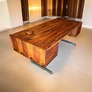 Vintage Monumental Mid Century Br@zilian Rosewood Executive Desk c1977 - Picture 1 of 24