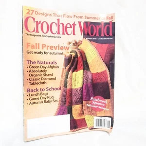 Crochet World Magazine August 2010 Shawl Afghan Tablecloth Lunch Bags Baby Set - Picture 1 of 12