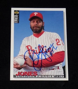 DOUG JONES 1995 UPPER DECK AUTOGRAPHED BASEBALL CARD (PHILADELPHIA PHILLIES) - Picture 1 of 2