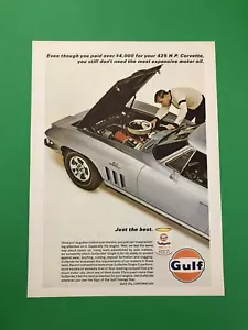 CHEVY CORVETTE ORIGINAL VINTAGE PRINT AD ADVERTISEMENT GULF OIL - Picture 1 of 1