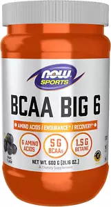 NOW Foods Sports Nutrition, BCAA (Branched Chain Amino Acids) Big 6, Grape Flavo - Picture 1 of 12