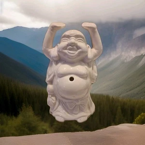 Vintage Orchids of Hawaii Happy Buddha White Ceramic Tiki Mug R 95 - Picture 1 of 8