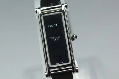 [Exc+5] Reloj para mujer GUCCI 1500L 12mm esfera negra brazalete de cuarzo de JAPÓN Foto 1 de 4