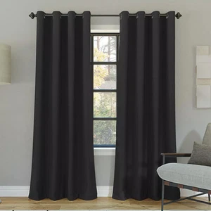 52"x84" Sun Zero 100% Blackout Oslo Theater Grade Grommet Curtain Panel Coal: - Picture 1 of 12