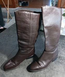 HUNT CLUB Women's Leather Boots Brown "Jessie" (Size 8.5) Ladies Fashion 15" - Picture 1 of 24