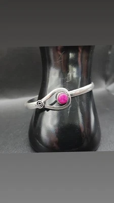 Natural Unearthed Ruby Cuff Bracelet In Sterling Silver Jewelry Handmade - Image 1 of 4