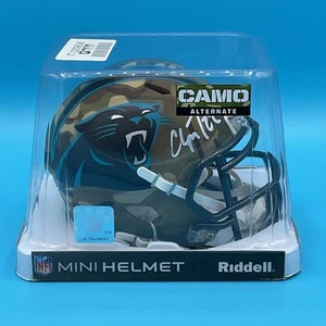 CHRISTIAN McCAFFREY SIGNED CAROLINA PANTHERS CAMO SPEED MINI HELMET Beckett - Picture 1 of 10