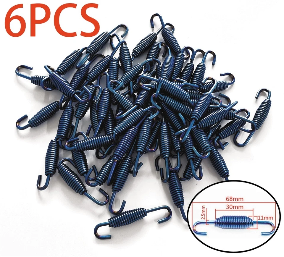 6 X Motorcycles 68mm 2.68" Stainless Steel Exhaust Pipe Spring Hook Long-Lasting - Image 1 of 4