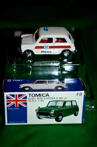 Vintage Tomica 1979 #F8 Solid Diecast BLMC Mini Cooper S MK-III Police Car NOS - Picture 1 of 7