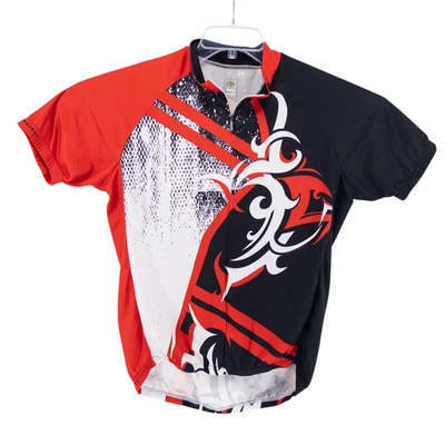 Primal Wear Cycling Jersey Men's Large Red White Black Abstract Tribal Print - Image 1 of 4
