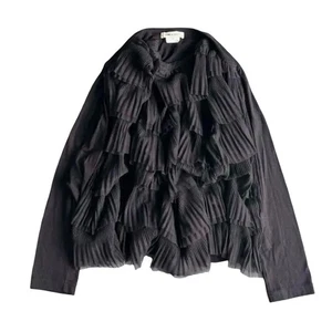 Comme des Garçons Designer Rüschen Top Lagenlook Langarm Wolle Nylon Schwarz - Bild 1 von 7