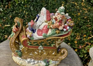  Barattolo biscotti slitta Babbo Natale Fitz and Floyd raro ritirato patatine minori molto bello  - Foto 1 di 24