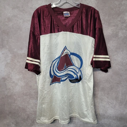 Vintage Sports Attack Colorado Avalanche Ray Bourque 77 Mesh Jersey Shirt Men XL Cover