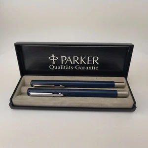 Juego de rollerball pluma estilográfica Parker vintage acabado cromado hecho en caja UK IIIE #5866 - Imagen 1 de 20