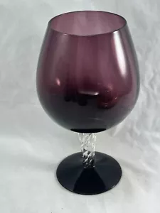 Jarrón de vidrio globo brandy vintage años 60 Empoli italiano vidrio amatista 22 cm - Imagen 1 de 6