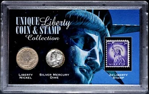 JUNKBOX HEROES! LIBERTY SET! SILVER DIME, NICKEL, STAMP. STARTING BID 99c! - Picture 1 of 2