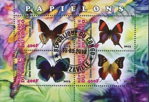Congo Butterfly Exotic Souvenir Sheet of 4 Stamps - Picture 1 of 6