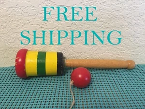 CLEARANCE *Vintage Mexican Wooden Cup & Ball Toy with String - Picture 1 of 7