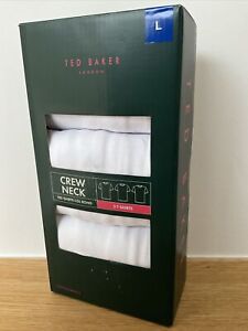 Ted Baker LONDON - Mens 3 Pack LARGE Cotton Stretch Crew Neck T-Shirts Tee White