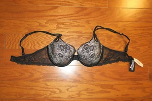 38B ❤️ Victoria's Secret LINED DEMI BRA BLACK LACE RHINESTONES SEXY LITTLE THING - Picture 1 of 5