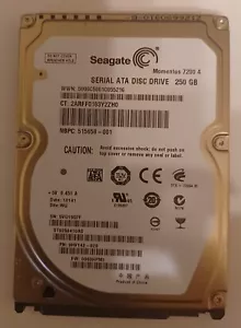 Seagate Momentus 7200.4 ST9250410AS 250GB 2.5" SATA II Laptop Hard Drive - Picture 1 of 5