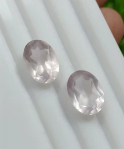 Quartz Rose Natural Healing Pink Gemstone Faceted Cut Stones two piece 12.60 cts - Picture 1 of 6