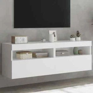 vidaXL TV Wall Cabinets with LED Lights 2 pcs White 60x30x40 cm - Picture 1 of 11
