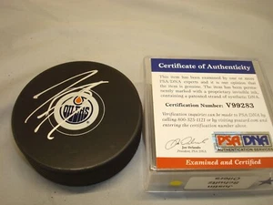 Justin Schultz signed Edmonton Oilers Hockey Puck handsigniert PSA/DNA COA 1A - Bild 1 von 3