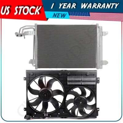 Cooling Fan and AC Condenser Assembly For 2006 2007 2008 2009-2013 Audi A3 - Image 1 of 4