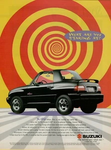 1996 Suzuki X-90 2 Seater 4x4 T-Top Black Staring At Auto Car Vintage Print Ad - Picture 1 of 1
